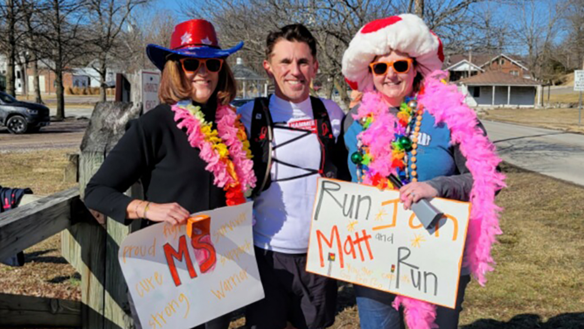 MoBap MS patient, Matthew Porter with two of his nurses from the MS Infusion Center, Julie and Kara