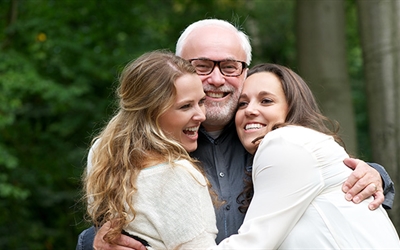 father and two daughters, stock photo