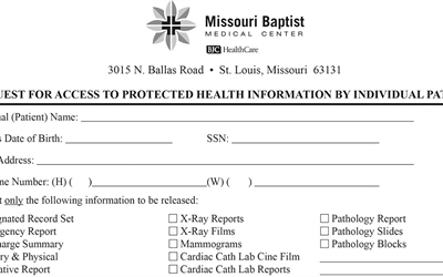 Image of a portion of Request Access Form for Missouri Baptist Medical Center